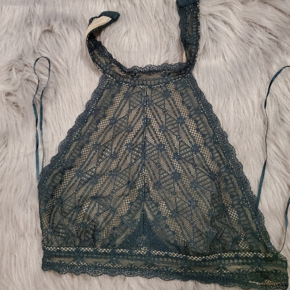 Lace Halter Bralette in Teal